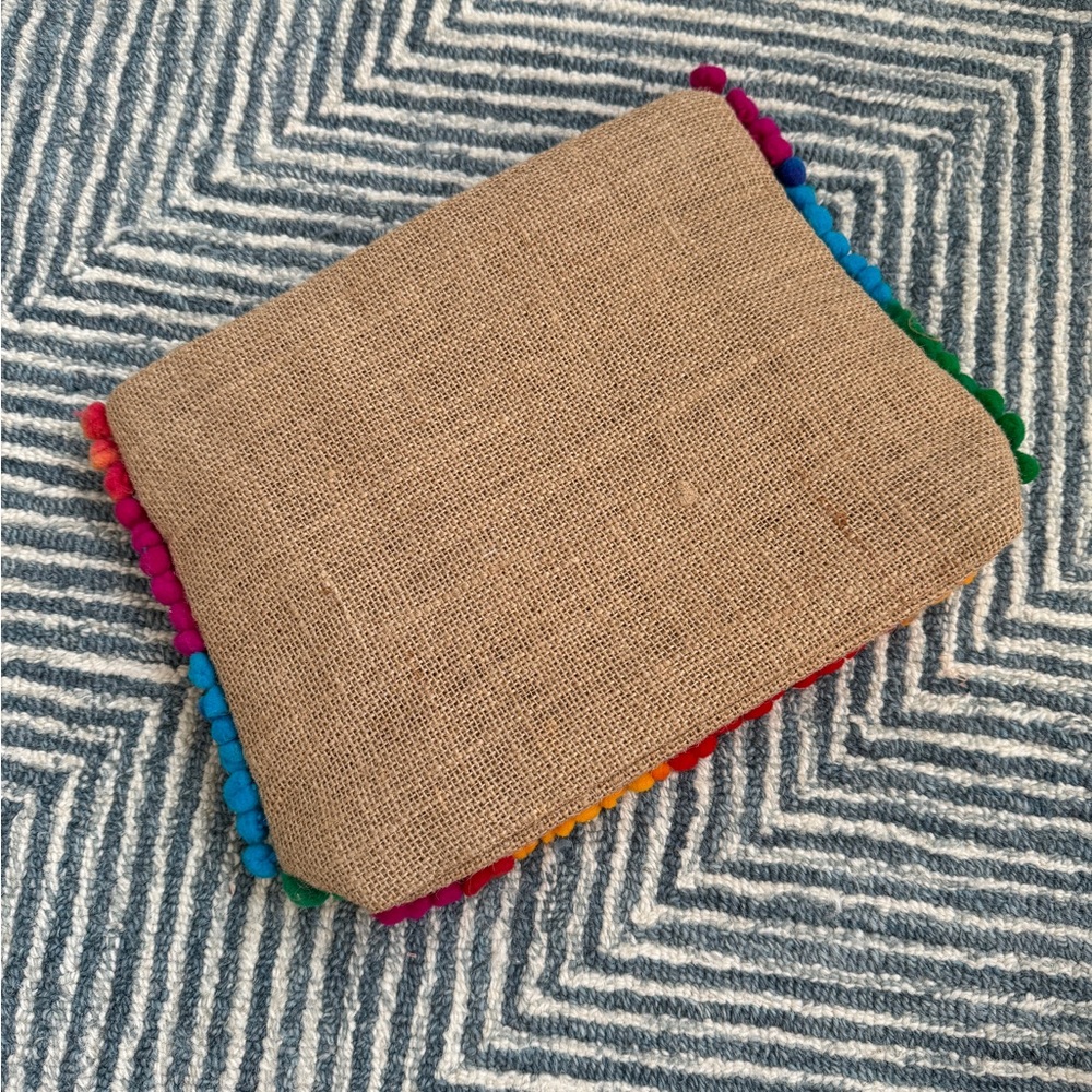 Island to East Side Mini Pom Pom Jute Pouch